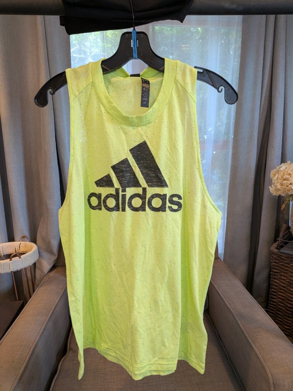 SOFT adidas Winners 3.0 Tank Top - 50% Recycled Material Lime Green (SIZE M)